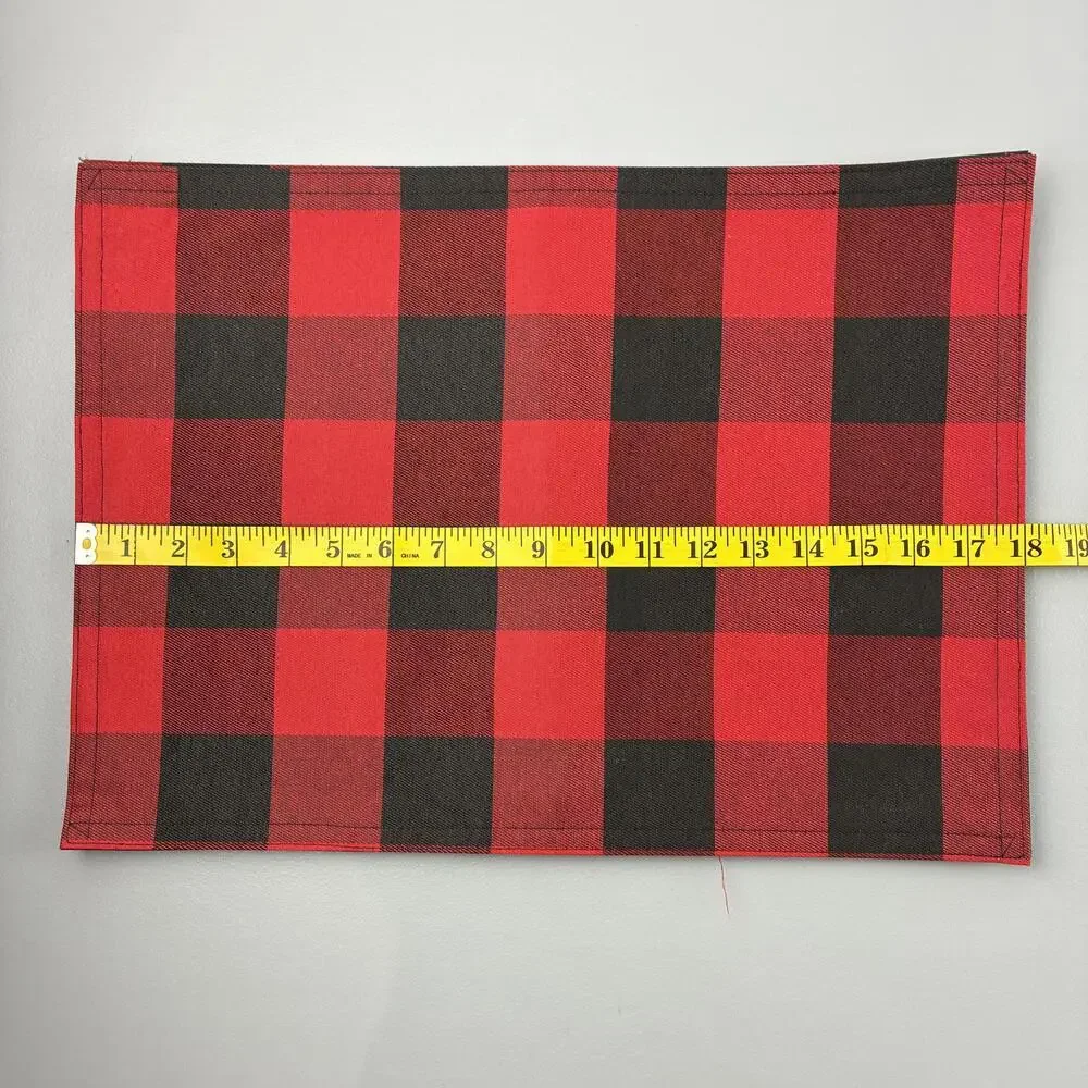 Red and Black Buffalo Check Plaid Cabincore Holiday Christmas Placemats